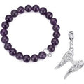 Amethyst Gemstone Bracelet with Angel Wings Charm