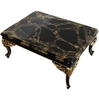 Casa Padrino Luxus Barock Couchtisch Schwarz / Gold 110 x 84 x H. 48 cm - Prunkvoller Wohnzimmertisch - Wohnzimmer MÃ¶bel im Barockstil