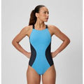 Maillot de bain Femme Sculpture Contour à col haut bleu/noir