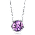 Fantasy 5.95ct Natural Amethyst Sterling Silver Round Lucky Necklace