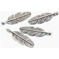 Anhänger Feder, 30 x 9 mm, silberfarben, 5 Stück