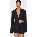 Tall Black Asymmetric Half Crop Blazer
