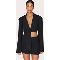 Tall Black Asymmetric Half Crop Blazer