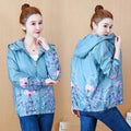 Middle-aged Elderly Women's Jacket Summer Thin Print Coat Sun Protection Clothing Female Hooded Windbreaker Outerwear Plus 4XL W