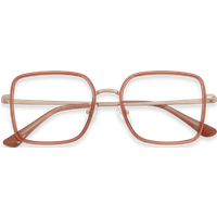 Leonel Orange Pink Rose Gold Square Eyeglasses | EYDOLOGY