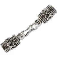 Antiqued solid 925 sterling silver S Clasp Leather Cord End Cap , Thai Silver jewelry diy findings/components 1