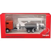 Peterbilt COE Boom Lift Picker Truck Orange 1/87 (HO) Plastic Model Car by Promotex