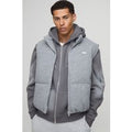 Boxy Fit Mini Knitted Textured Funnel Neck Gilet, Gris