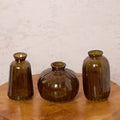 Amber Glass Bud Vases – Set of 3