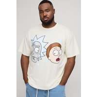 Plus Oversized Rick & Morty Printed License T-Shirt, Cream