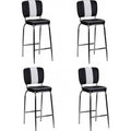 FineBuy 4er Set Barhocker American Diner 50er Jahre Retro Barstuhl, Sitzfläche mit Rücken-Lehne, Fußstütze, Sitzhöhe 76 cm