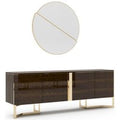 Casa Padrino Luxus Wohnzimmer Set Braun / Gold - 1 Sideboard & 1 Wandspiegel - Wohnzimmer Schrank mit Spiegel - Wohnzimmer MÃ¶bel - Luxus QualitÃ¤t