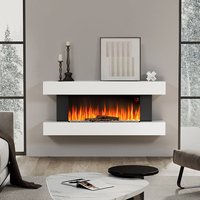 Contemporary Wall-Mounted/ Freestanding Electric Fireplace with Remote Control