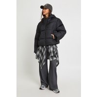 Chaqueta Acolchada Con Capucha, Negro