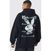 Sudadera Oversize Con Capucha Y Estampado Universitario De Playboy, Negro