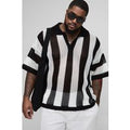Polo Plus Oversize Recto De Punto Con Rayas, Cream