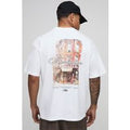 Oversized Man Script Manhattan Print T-Shirt, Blanco