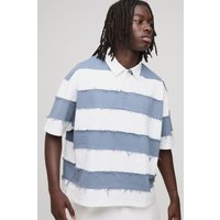 Polo Oversize De Rugby Recto Roto De Manga Corta, Azul