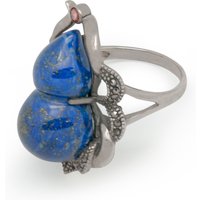 7.59ct Natural Stone Lapis 925 Sterling Silver Gourd Ring Safe Wishes