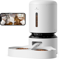Petlibro Granary Automatic Smart Pet Feeder With Camera, White / Dual Bowl, automatic cat feeder with camera