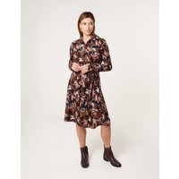 Abstract Printed Short Belted Shirt Dress - L / BLACK PATTERN