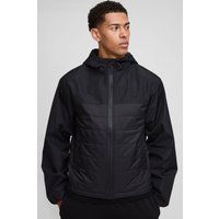 Regular Fit Lightweight Quilted Hooded Jacket, Negro