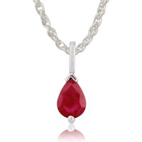 Classic Pear Ruby Pendant in 9ct White Gold