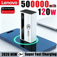 Lenovo 500000mAh 3C PowerBank 120W Fast Charging Portable LED Large Capacity External Battery Supply For iPhone15-17 Huawei 2026