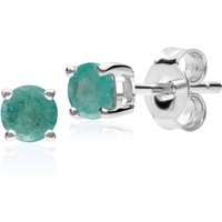 Classic Round Emerald Stud Earrings in 9ct White Gold 3.5mm