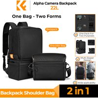K&F CONCEPT 22L Camera Backpack 2 In 1 Photographers Camera Shoulder Bag Crossbody Travel Bag For Sony Canon Nikon Camera Lenses