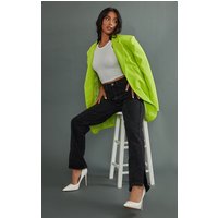 Petite Black Straight Leg Split Hem Jeans