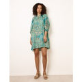 Diamante Tunic Dress With Puff Sleeve - L/XL / AQUA