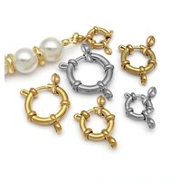 2pcs Stainless Steel Round Claw Spring Hook Clasp Lobster Clasp Connectors for DIY Bracelet Necklace Jewelry Making Accessories