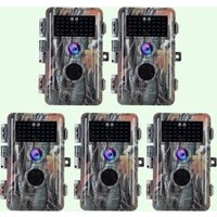 Pack x5 Caméras Animaux Nocturne Vision 64MP HD1296P,Détection de Mouvement PIR de 70° Étanche IP66 et Fonction Time Lapse et |A252 Camouflage Sombre