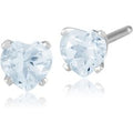 Classic Heart Aquamarine Stud Earrings in 9ct White Gold