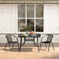 Garden Dining Set with Square Table and Rattan Chairs