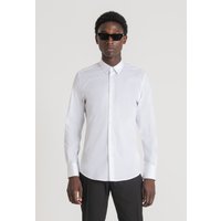 CAMICIA SUPER SLIM FIT “MILANO” IN FRESCO POPELINE DI COTONE MISTO STRETCH