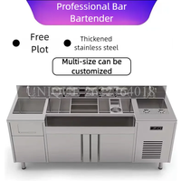 Customized Standard 304 Stainless Steel Portable Bar Bartender Table Combination Cocktail Bar Station Bar Equipment