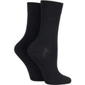 2 Pair Black Plain Bamboo Fibre Socks Ladies 4-8 Ladies - Elle