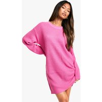 Vestido Jersey Básico Con Cuello De Caja, Pink