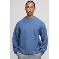 Oversized Boxy Fit Mixed Cable Knitted Jumper, Azul