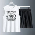 Men's vest suit Summer sleeveless printed Created With tank Tops + shorts tracksuits for man men's sports set Quick drying