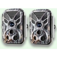 2-tlg. Wildkamera 32MP Foto 4K 2160P Full HD Video mit Audio und Bewegungsmelder Nachtsicht max. Entfernung bis zu 100ft, 0,1s Auslösegeschwindigkeit, Wasserdicht IP66 | T326 Grau