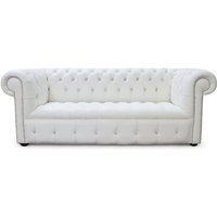 Chesterfield Crystal Diamond White Buttoned Seat Leather Sofa Offer