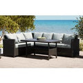 Stockholm 6 Seater Black Rattan Corner Garden Dining and Lounge Set