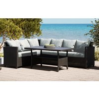 Stockholm 6 Seater Black Rattan Corner Garden Dining and Lounge Set