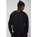 Sudadera Oversize Básica Con Cuello De Caja, Negro