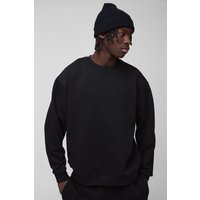 Sudadera Oversize Básica Con Cuello De Caja, Negro