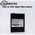 SUMMITEK Gigabit Fiber 1SFP to 2RJ45 Switch with POE Output Fiber Optic Media Converter without SFP Module