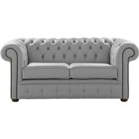 Chesterfield 2 Seater Shelly Moon Mist Leather Sofa Settee